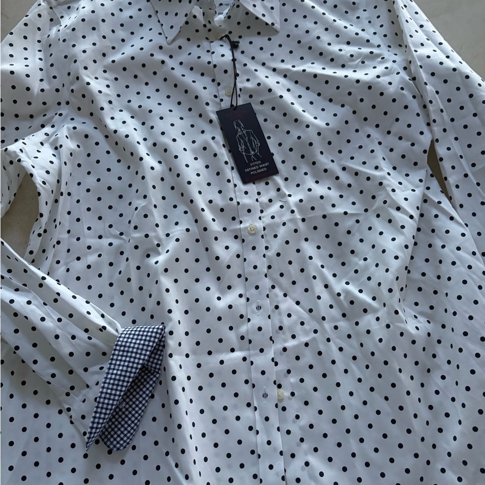 Chaps White and Black Polka Dot Men's Shirt